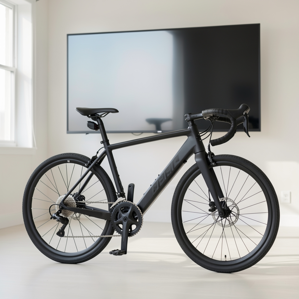 Peloton Bike+ bicicletă fitness conectată cu ecran rotativ HDTV 23.8 inch și cadru din oțel carbon negru mat premium cu șa reglabilă
